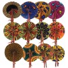 Irie Set of 12 African Folding Fans, Measures 9" long, unfolded, it is 12" long Active Irie Set of 12 African Folding Fans, Measures 9" long, unfolded, it is 12" long Active