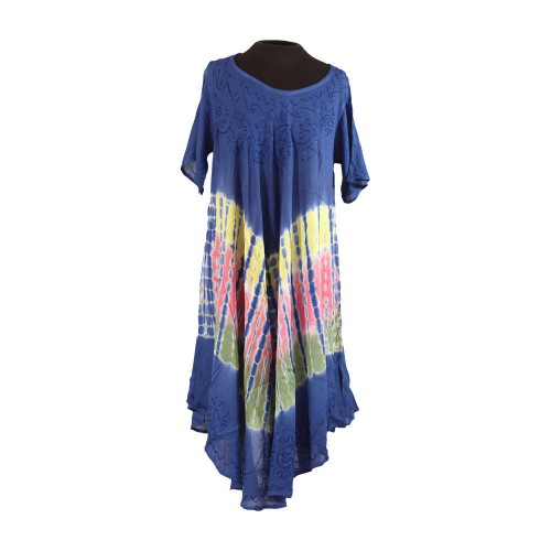 Tie-Dye Short Sleeve Dress - Assorted Colors, Rayon, Size 50" Chest, 45" Length