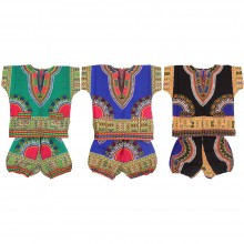 Assorted Set Of 3 Child Dashiki & Elastic Cuff Shorts Sets