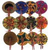 Irie Set Of 12 African Folding Fans, Measures 9" long, unfolded, it is 12" long Active