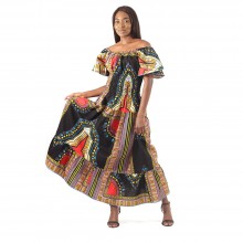 Trad Print Stretch-Top Princess Dress
