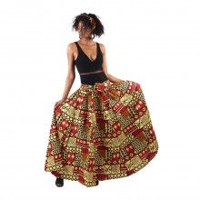 C-WK529:B - Ankara Print Elastic Maxi Skirt